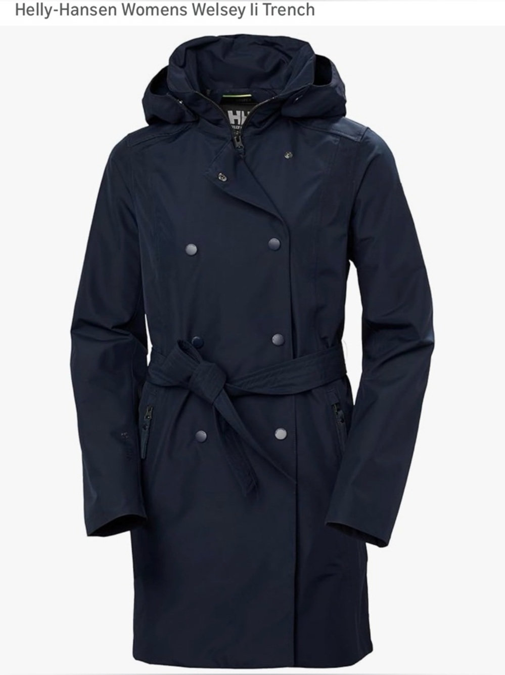 Helly Hansen Welsey II Trench women’s Navy Breathable Rain Coat L NWT